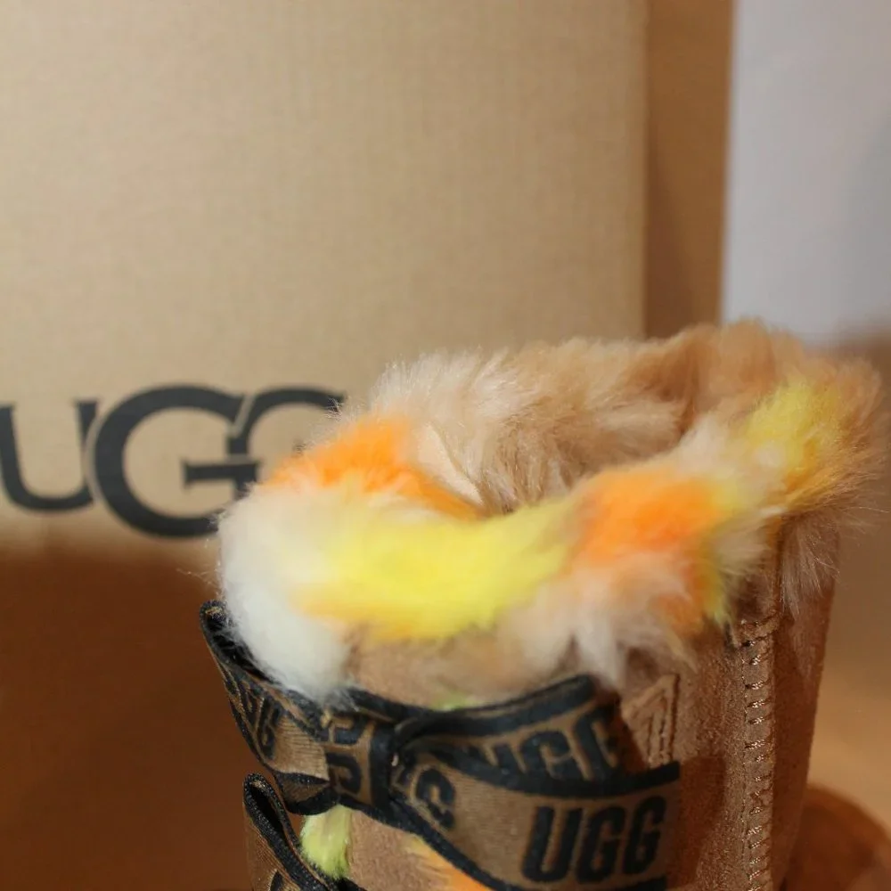 NIB UGG TODDLER GIRL'S CLASSIC SHORT BAILEY BOW WINTER‎ SUEDE BOOTS CHESTNUT